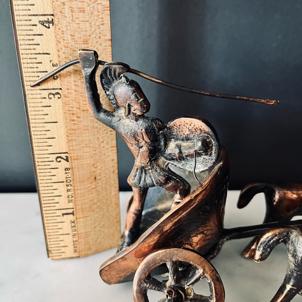 Roman Gladiator Chariot Brass Figurine Statue - Picture 7 of 7
